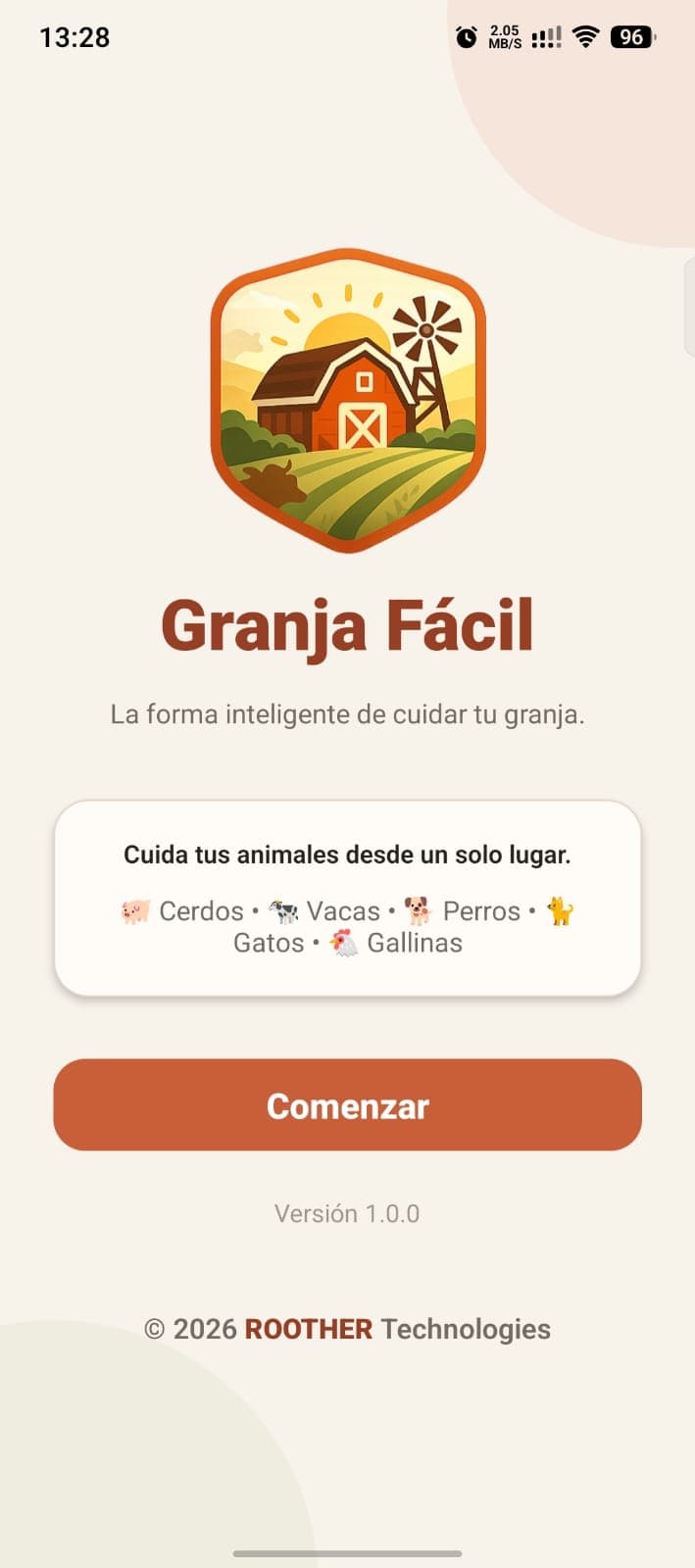 Vista móvil de Granja Fácil